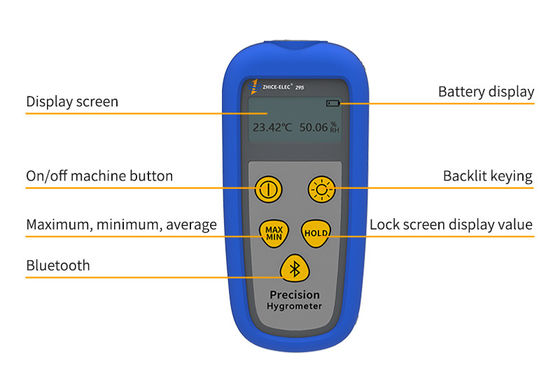 Ηλεκτρονική οθόνη LCD Ασύρματο Bluetooth Βιομηχανικό θερμοκρασιακό υδρομέτριο Μετρητή υγρασίας
